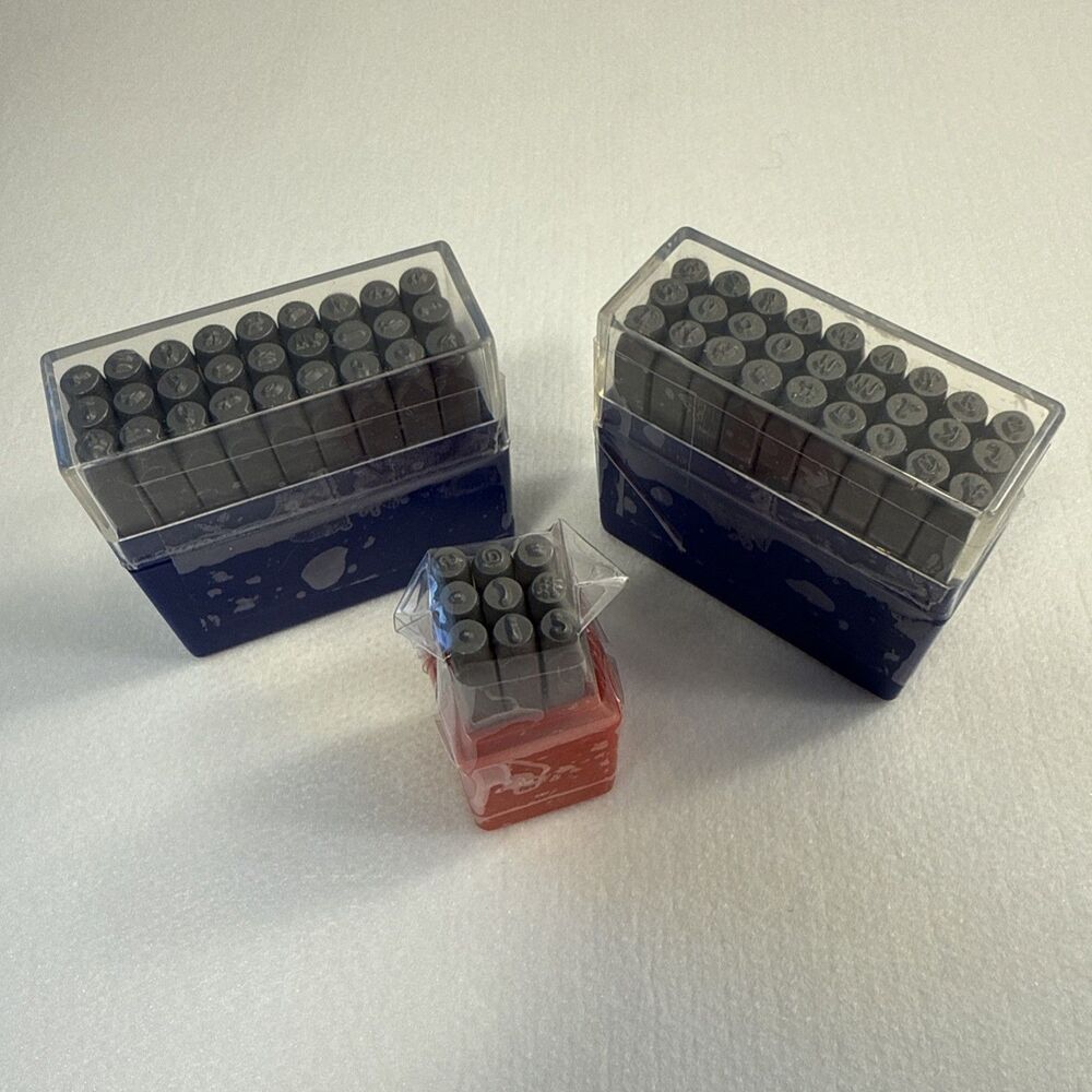 SET OF 3 -- Steel Letter - Upper & Lower Case w/Punctuation Stamps